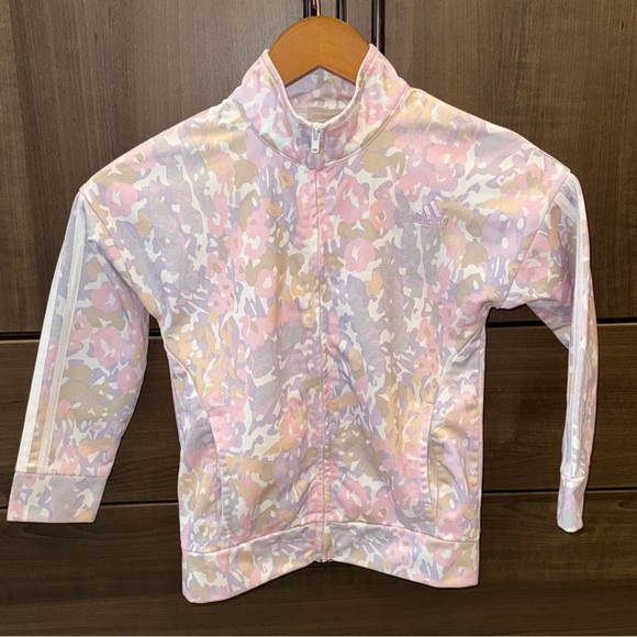 Adidas Girls Pastel Camo Track Jacket Size 6 - Picture 1 of 7
